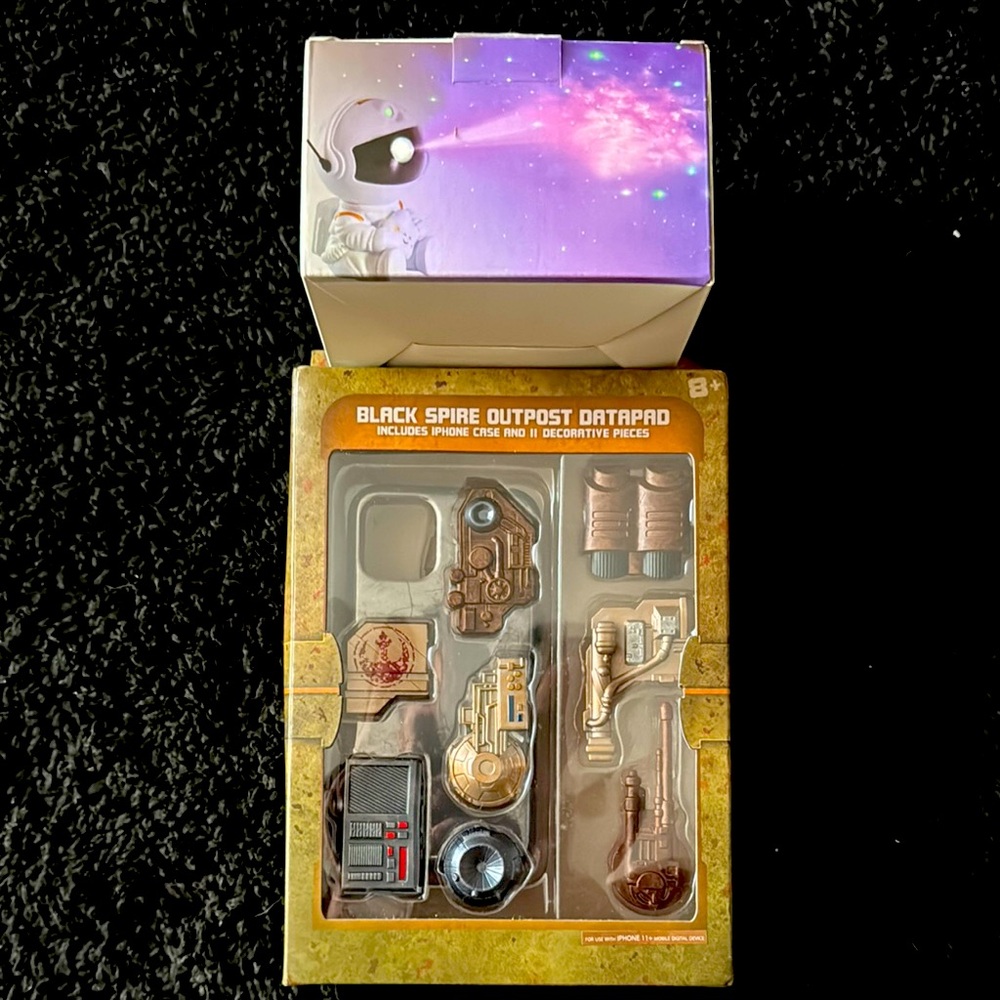 NWT Star Wars iPhone 11 case w/decorative accessories. Also a nebula projector